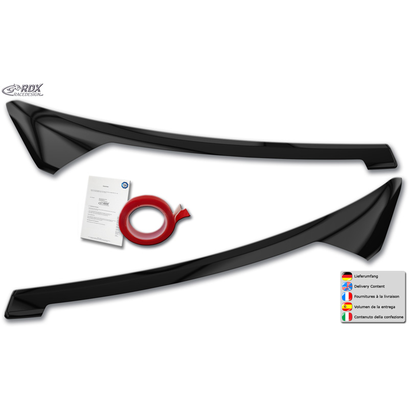 RDX Spoilers de phares sur mesure pour Ford Transit Courier & Tourneo Courier 2023- (avec clignotants LED ni feux diurnes) (ABS Noir Brillant)