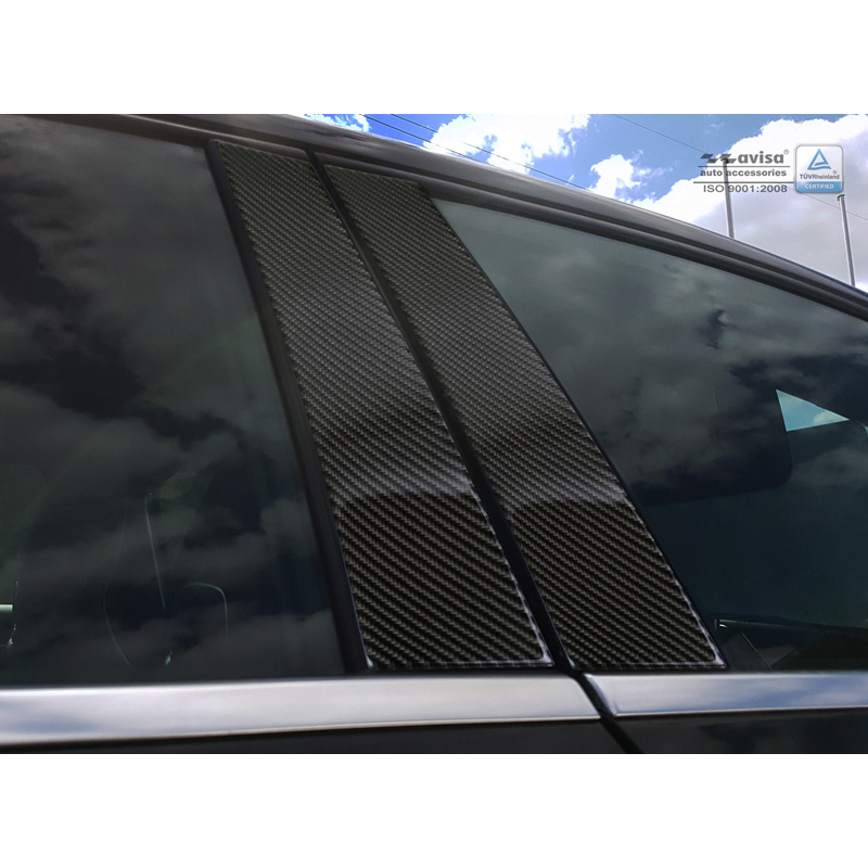 Couvertures de piliers-B sur mesure pour Mercedes-Benz Classe-A W176 2015- Noir Carbone