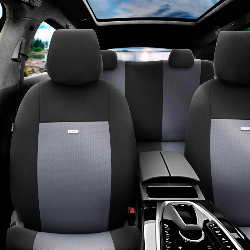 otoM Housse de sièges universel en textile 'SelectedFit Flex' Noir/Gris - 10-pièces - adapté aux Side-Airbags