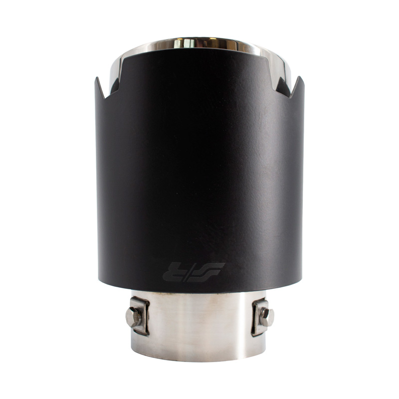 Simoni Racing Embout d'Échappement Rond/Oblique Noir-mattes+Inox - Ø116xL170mm - Montage 42-74mm