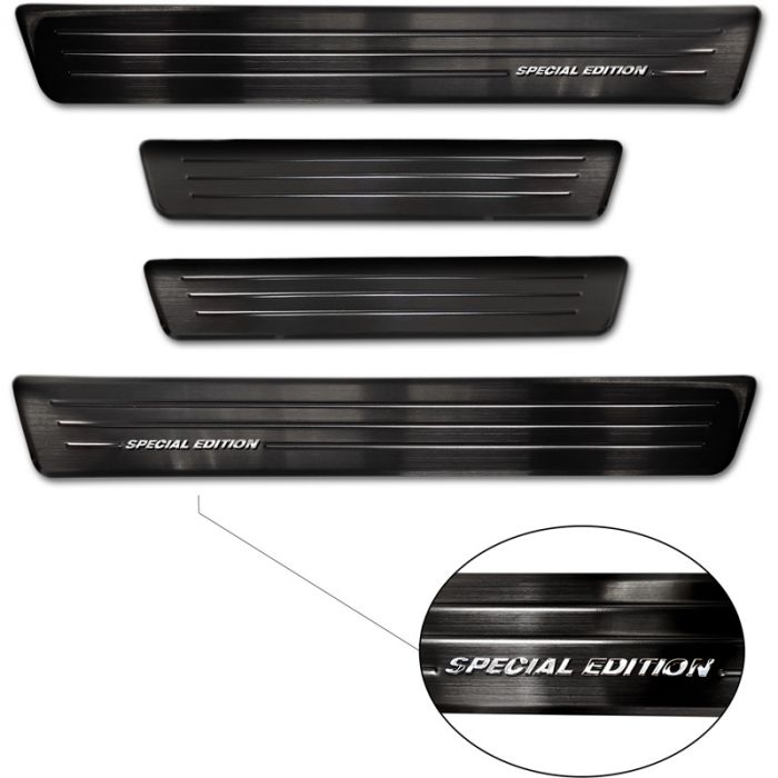 Seuils de portes inox noir sur mesure pour Renault Zoe FL 2019- 'Special Edition' - 4-pièces