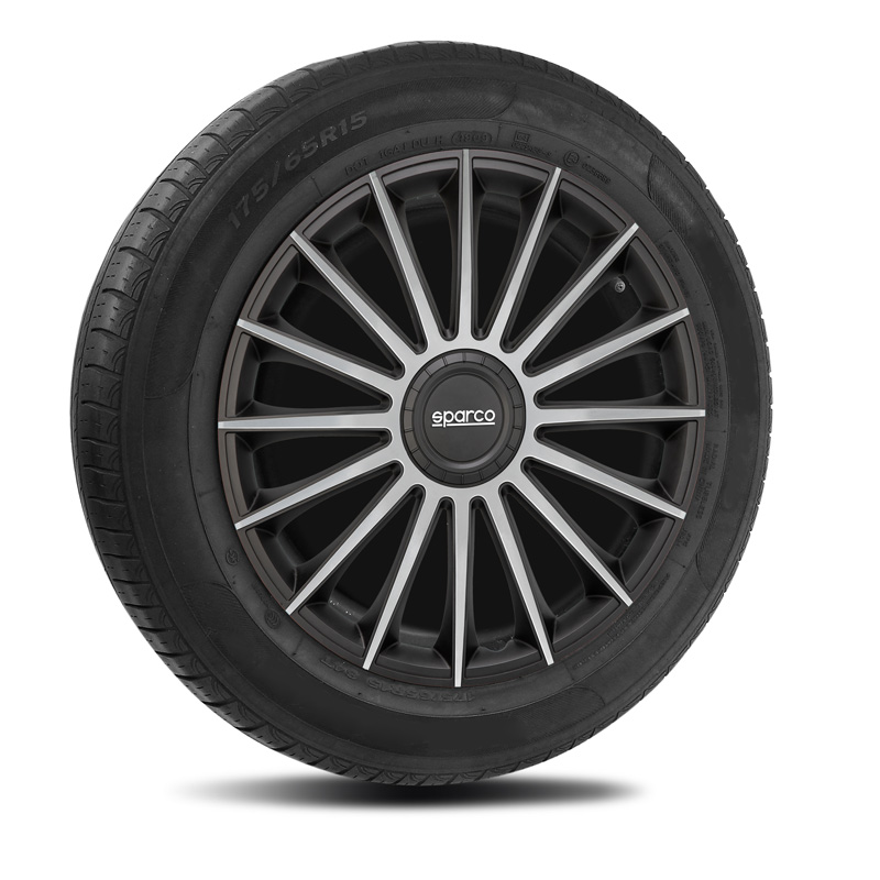 Sparco Enjoliveurs Treviso - 13-pouces - Noir/Argent - Set de 4 pièces