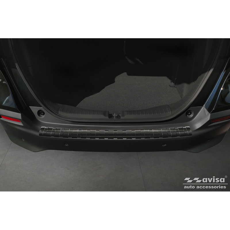 Protection de seuil arrière inox noir sur mesure pour Honda Jazz Crosstar Hyrbid 2020- 'Ribs'