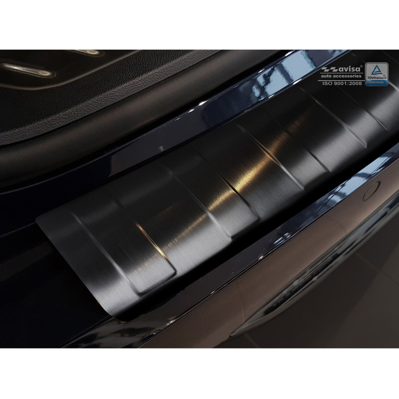 Protection de seuil arrière inox noir sur mesure pour BMW Série 5 G31 Touring 2017-2020 excl. M-Sport 'Ribs'