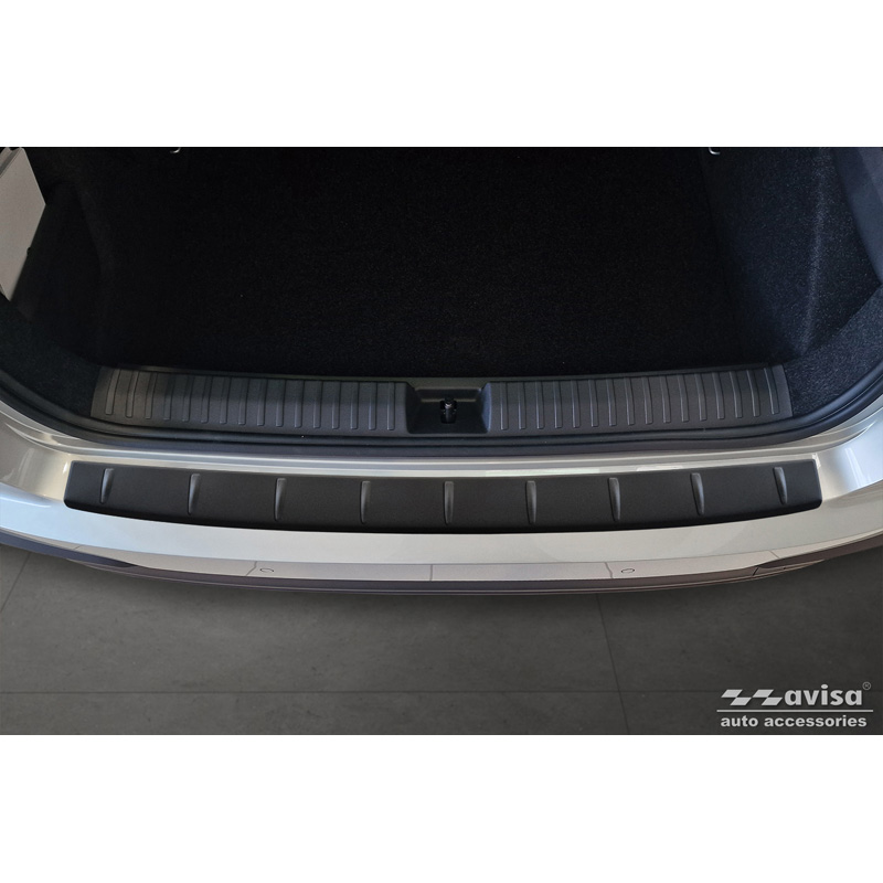 Protection de seuil arrière inox noir mat sur mesure pour Skoda Kamiq Facelift 2024- 'Ribs'
