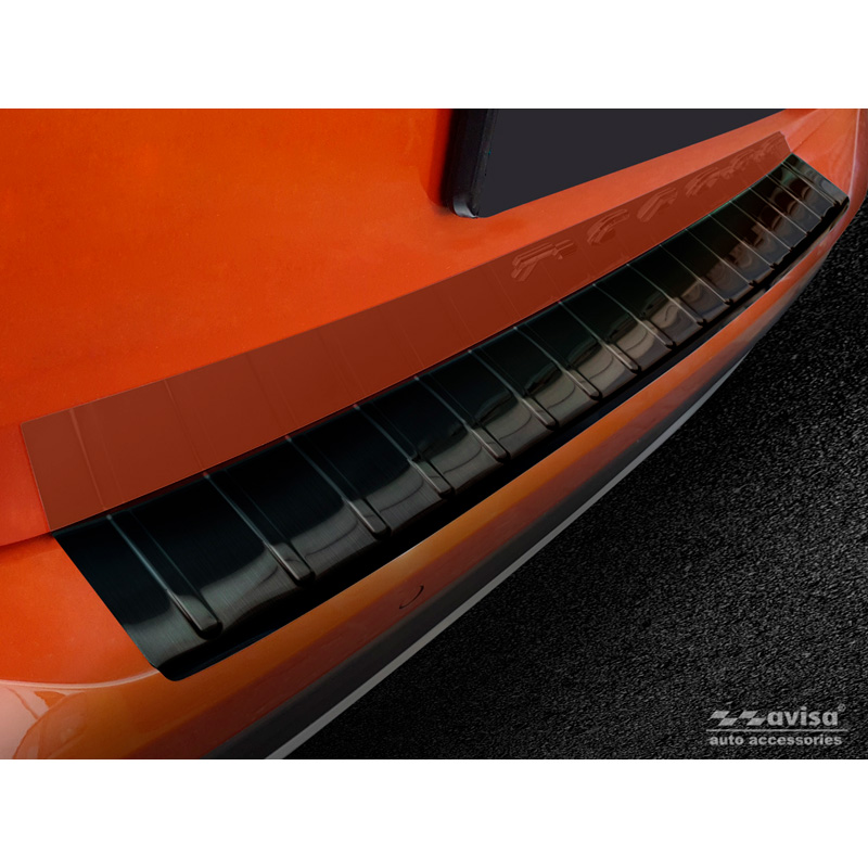 Protection de seuil arrière inox noir sur mesure pour Volkswagen T-Cross 2019-2024 & FL 2024- 'Ribs'