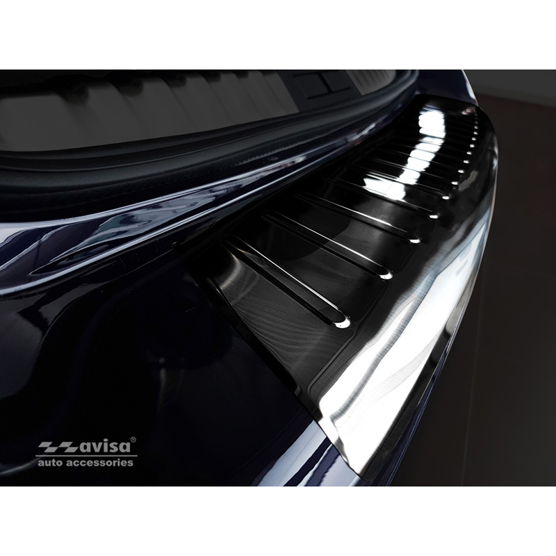 Protection de seuil arrière inox noir sur mesure pour Peugeot 508 II SW 2019- 'Ribs'