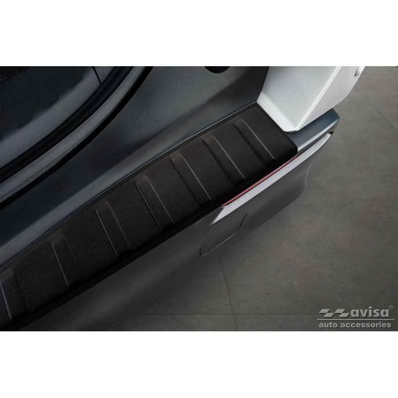Protection de seuil arrière inox noir mat sur mesure pour Toyota bZ4X 2021- & Subaru Solterra 2022- 'Ribs'