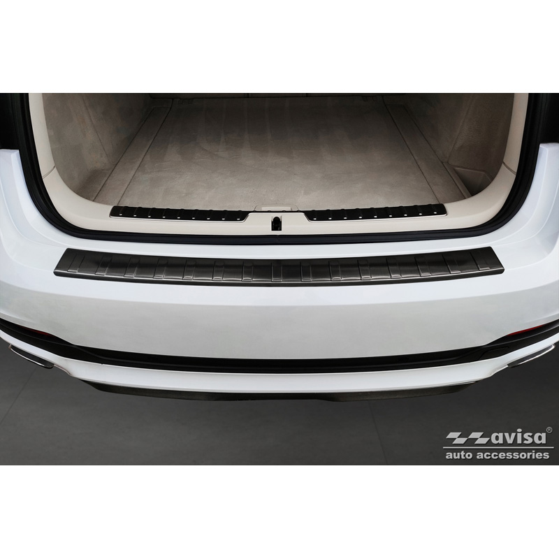 Protection de seuil arrière inox noir sur mesure pour BMW X6 F16 2014-2019 'Ribs'  excl. Paquet-M