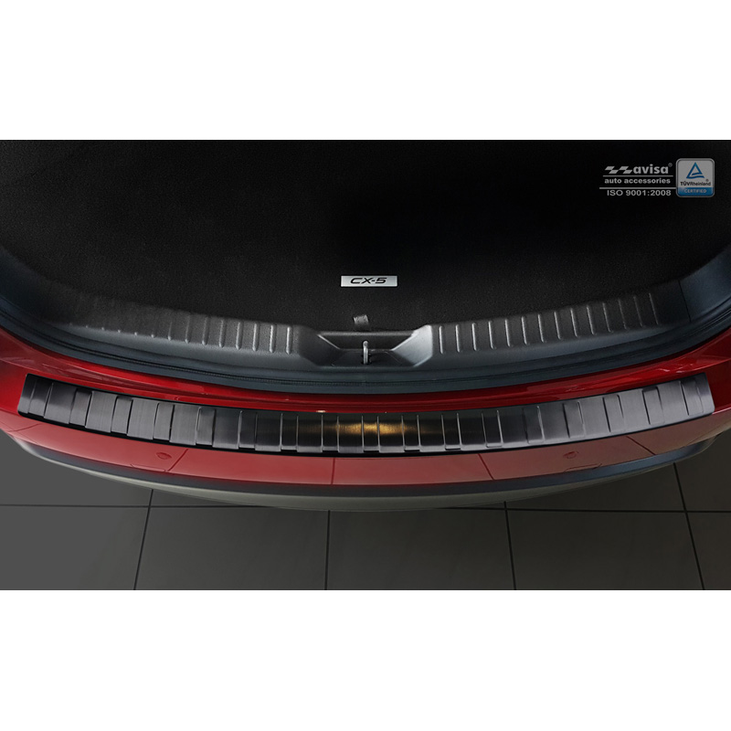 Protection de seuil arrière inox noir sur mesure pour Mazda CX5 II 2017- incl. Facelift 'Ribs'