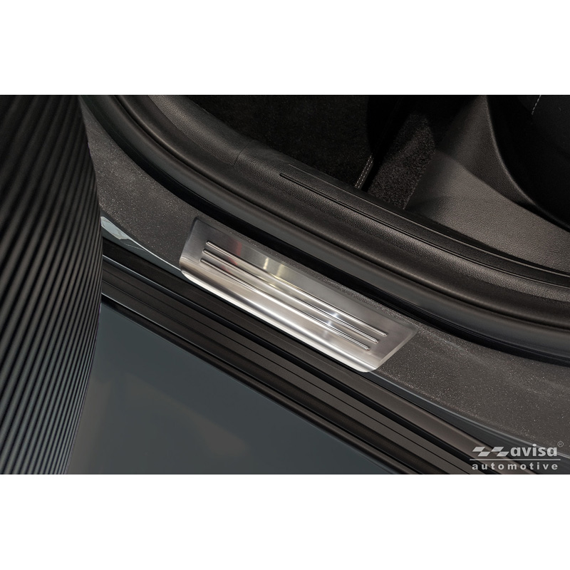 Avisa Seuils de portes inoxydable sur mesure pour Hyundai Kona II 2023- / MG 3 2024- / MG ZS II 2024- 'Lines' - 4-pièces