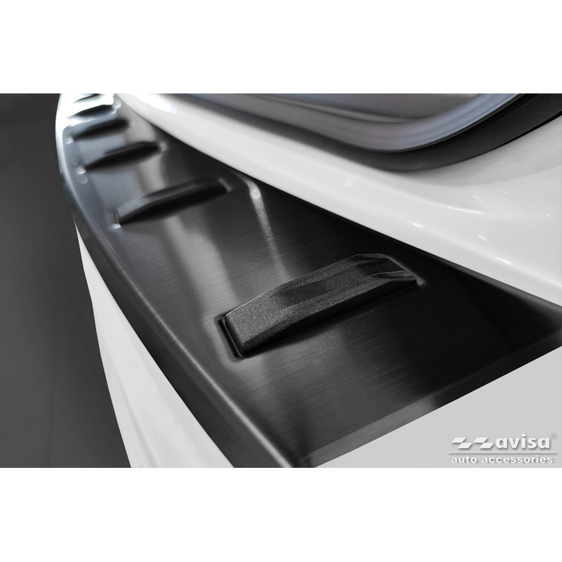 Avisa Protection de seuil arrière inox noir sur mesure pour Volkswagen Touran III 2015- incl. R-Line 'STRONG EDITION'