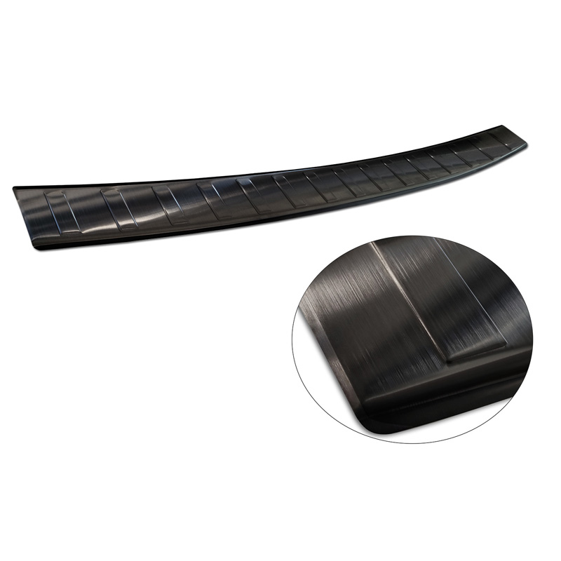 Protection de seuil arrière inox noir sur mesure pour Skoda Octavia IV Liftback 2020-2024 & FL 2024- 'Ribs'