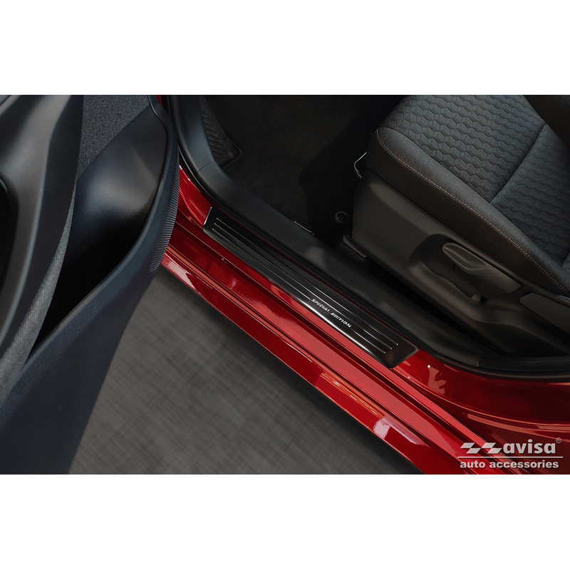 Seuils de portes inoxydable noir sur mesure pour Toyota Yaris 2020- incl. Facelift, excl. GR / Toyota Yaris Cross 2021- / Toyota C-HR II 2023- - 'Special Edition' - 4-pièces