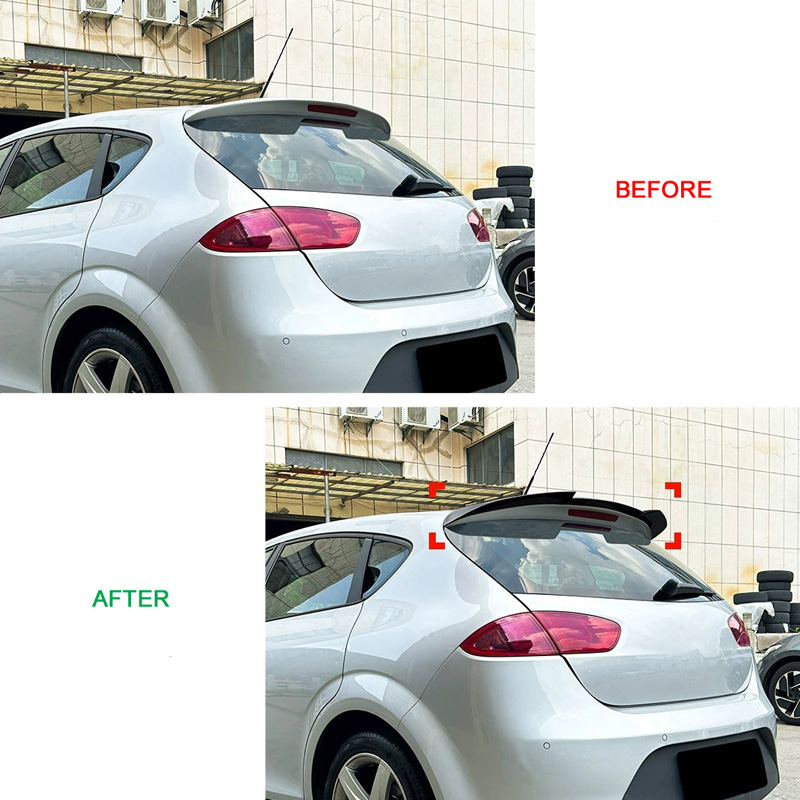 Becquet de toit sur mesure pour Seat Leon 1P 5-portes Facelift 2009-2012 (ABS Noir Luisant)