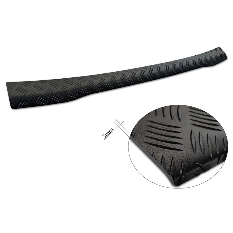 Protection de seuil arrière en aluminium noir mat sur mesure pour Ford Tourneo Custom II (V710) 2023- 'Riffled Plate'