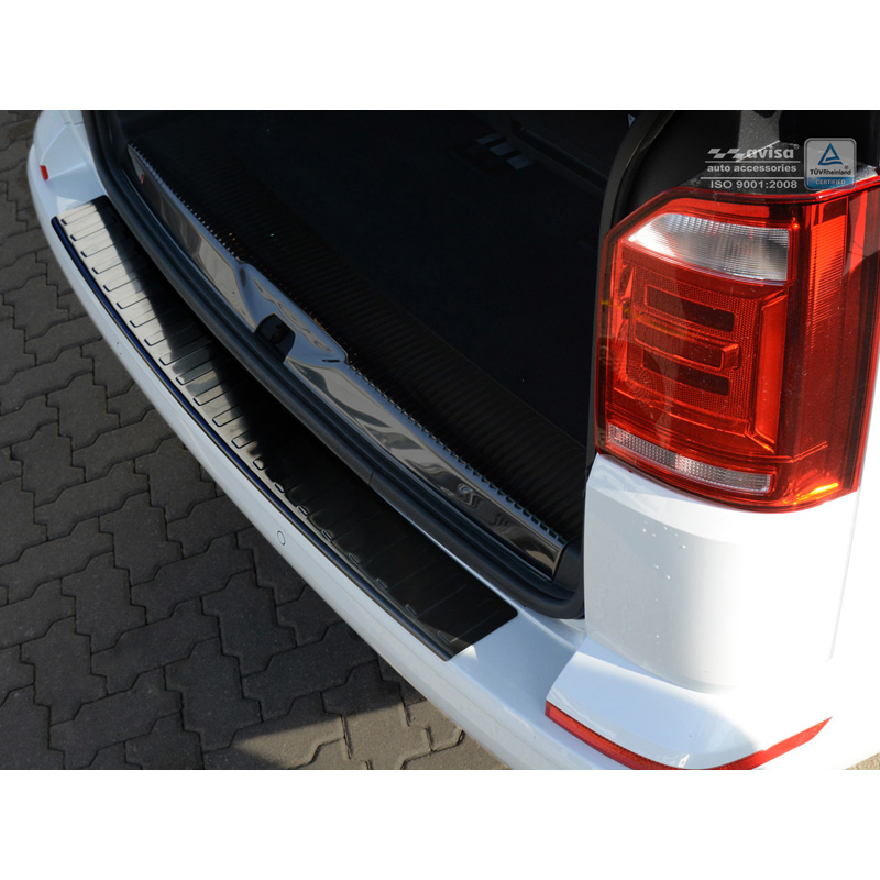 Protection de seuil arrière inox noir sur mesure pour Volkswagen Transporter T6 2015-2019 & FL 2019-2020 & T6.1 2020-2022 (hayon arrière) 'Ribs'
