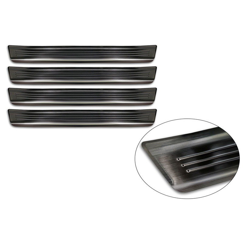 Avisa Seuils de portes inoxydable noir sur mesure pour Mazda CX-80 (KL) 2024- - 'Lines' - 4-pièces