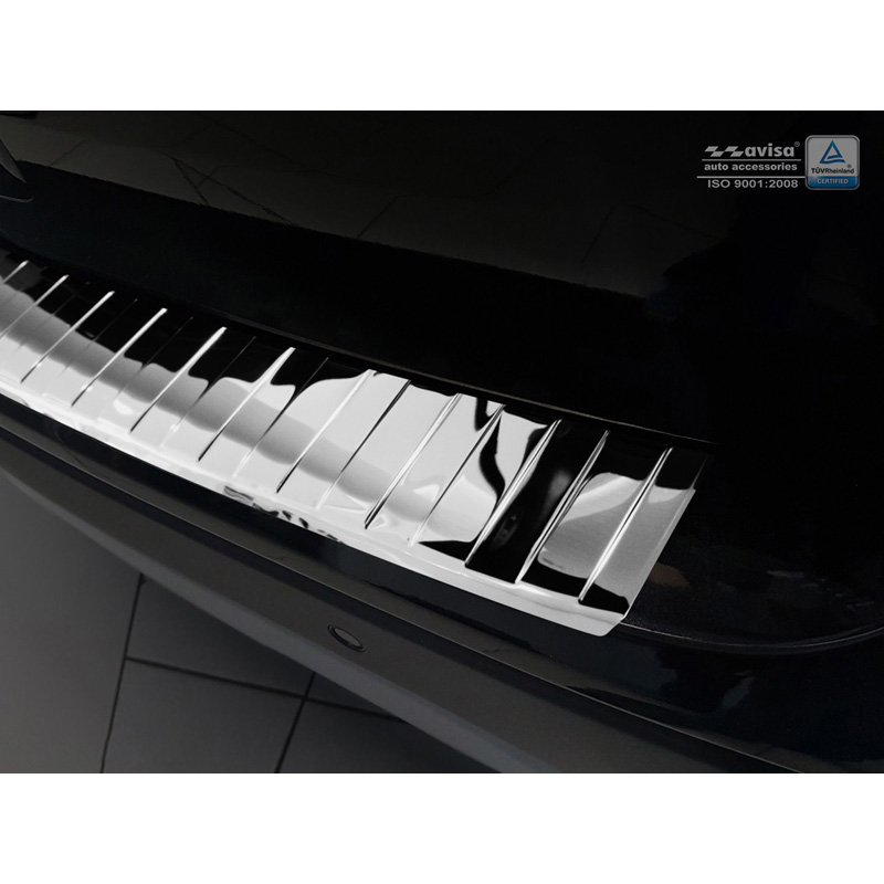 Protection de seuil arrière inox Chrome sur mesure pour Opel Mokka X 2016- 'Ribs'