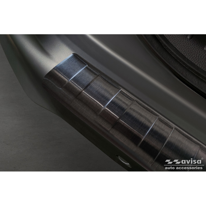 Protection de seuil arrière inox noir sur mesure pour Honda Jazz Crosstar Hyrbid 2020- 'Ribs'