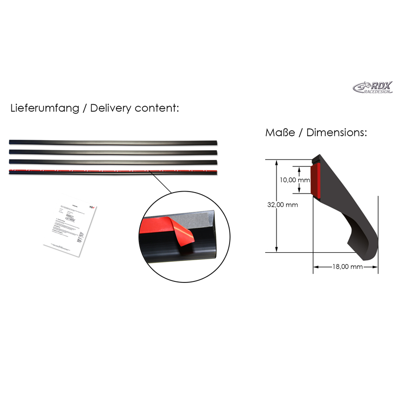 RDX Élargisseur d'aile universel de Fender-X - Set de 4 pièces - 150cm par pièce