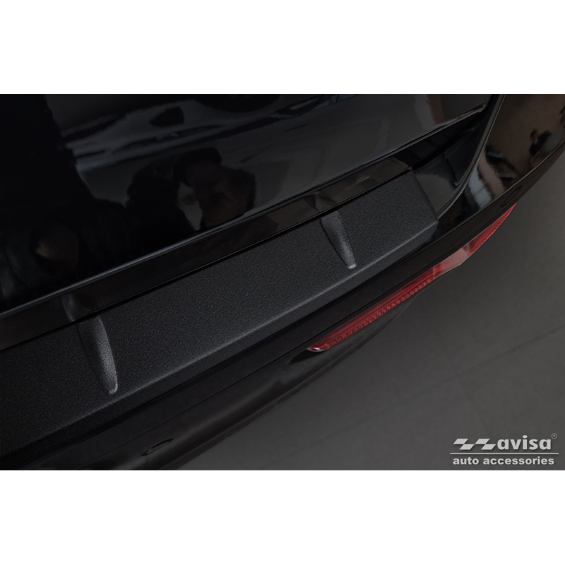 Protection de seuil arrière inox noir mat sur mesure pour Kia Niro II Hybrid & Niro II EV (SG2) 2022- 'Ribs'