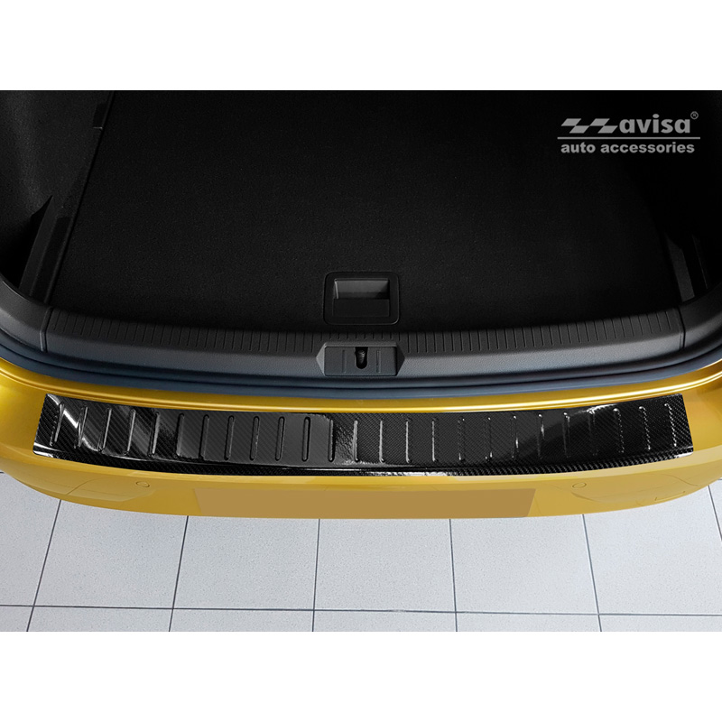 Protection de seuil arrière carboné 3D sur mesure pour Volkswagen Golf VII HB 3/5-portes 2012-2017 & FL 2017-2019 'Ribs'