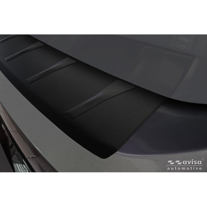 Protection de seuil arrière inox noir mat sur mesure pour Volkswagen ID.7 Tourer 2024- 'Ribs'