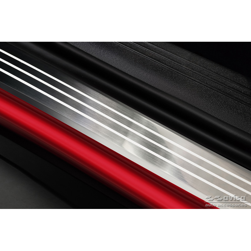 Seuils de portes inoxydable sur mesure pour Volvo XC40 2018- - 'Lines' - 4-pièces