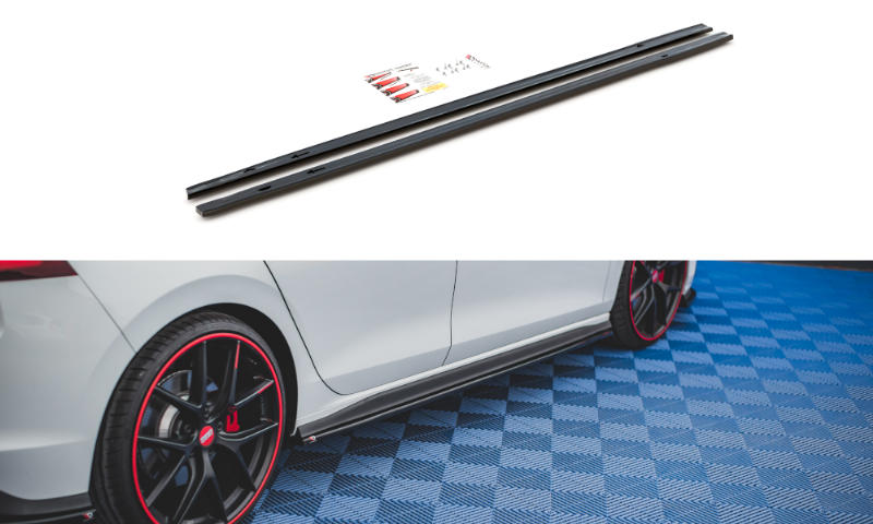 Zijskirts V.1 Volkswagen Golf 8 GTI / GTI Clubsport / R-Line Maxton Glans Zwart