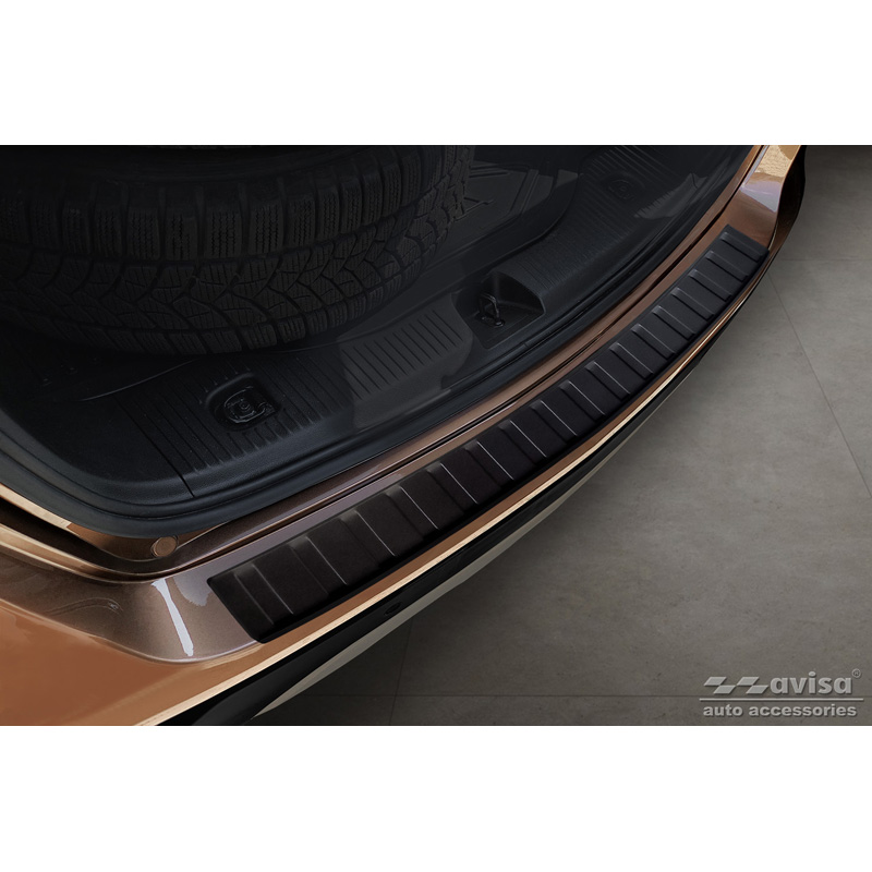 Protection de seuil arrière inox noir mat sur mesure pour Opel Mokka X 2016- 'Ribs'