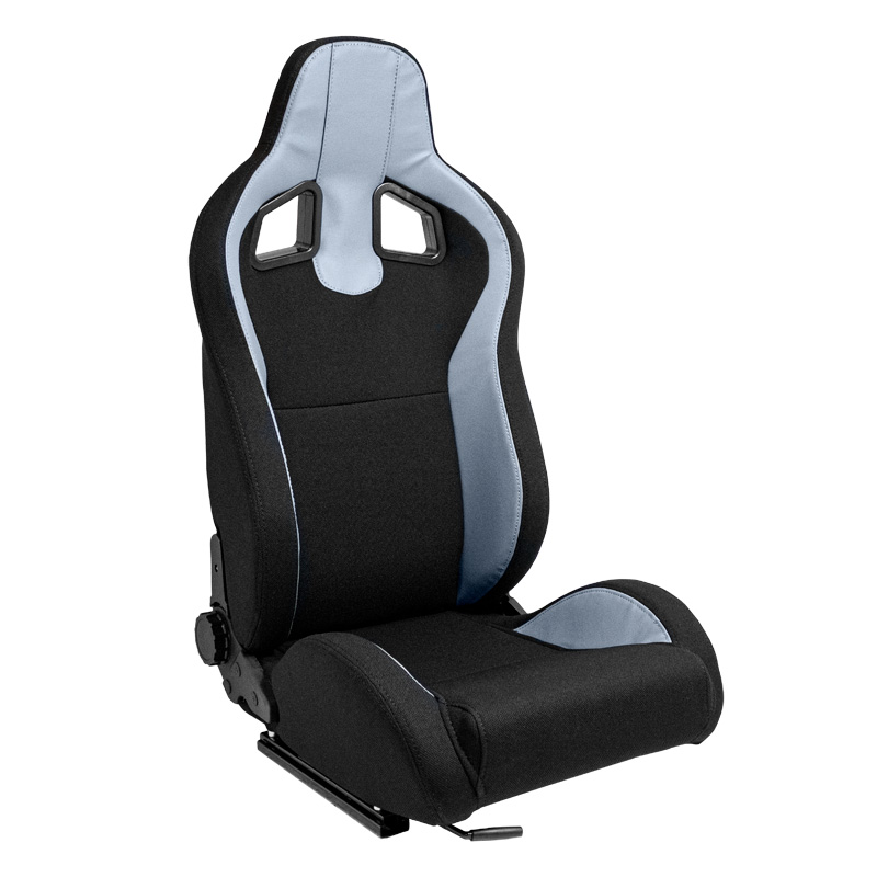 Siège baquet 'MR' - Simili Cuir Noir + Gris Textile Pine - Dossier réglable - incl. glissières