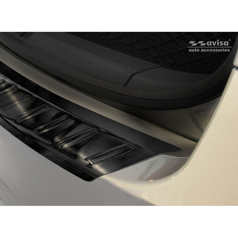 Protection de seuil arrière inox noir sur mesure pour Skoda Octavia II Combi 2004-2013 (excl. Scout) 'Ribs'