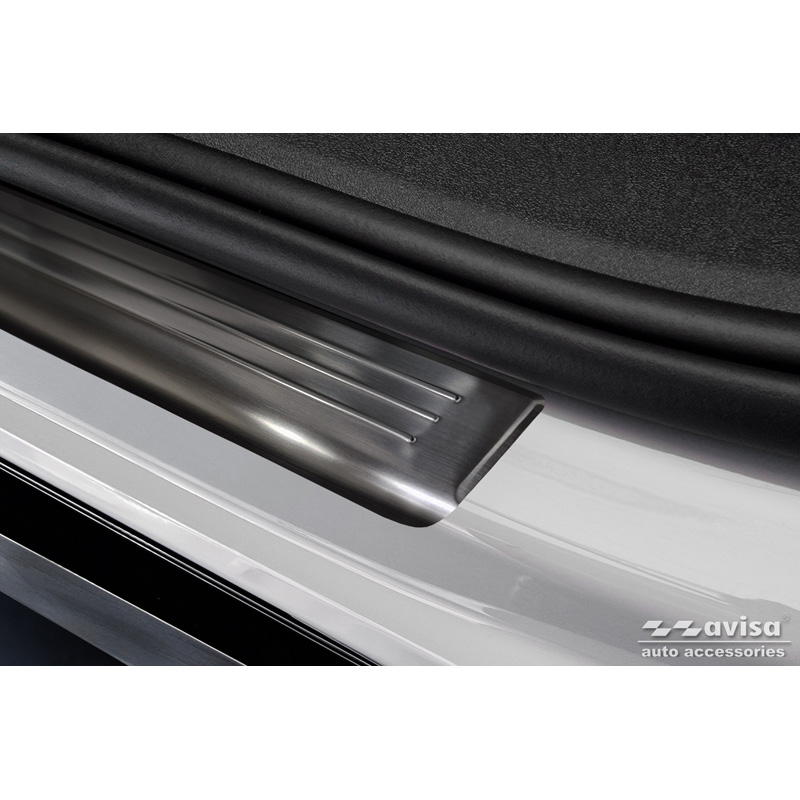 Seuils de portes inoxydable noir sur mesure pour Volkswagen ID.7 2023- & ID.7 Tourer 2024- - 'Lines' - 4-pièces