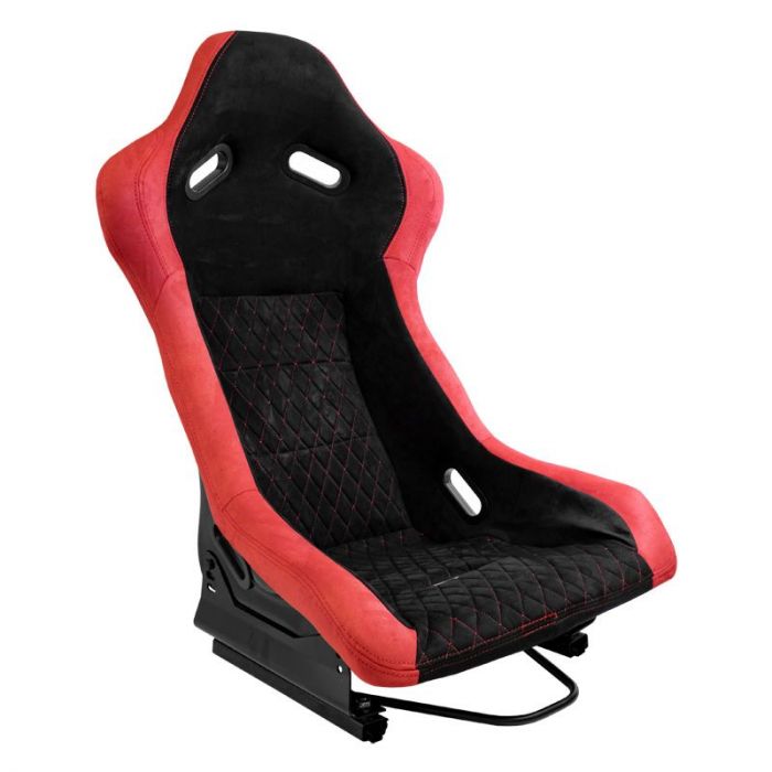 Siège baquet 'LV' - Noir/Rouge - Dossier fixe en polyester - incl. glissières