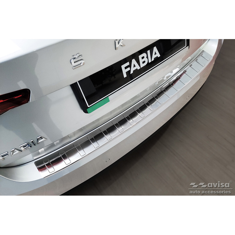 Protection de seuil arrière inox sur mesure pour Skoda Fabia IV Hatchback 2021- 'Ribs'