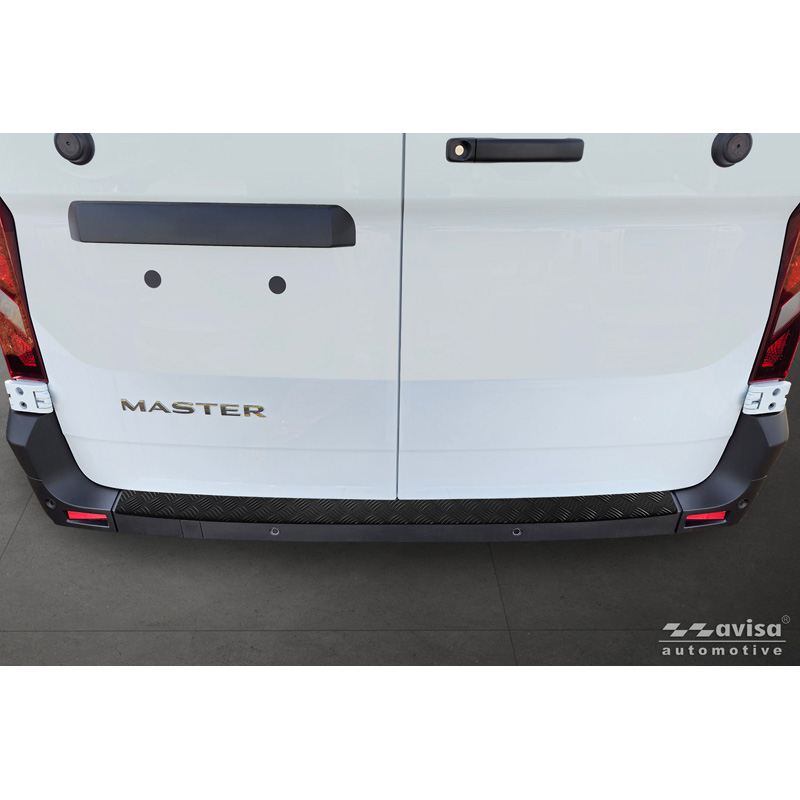 Avisa Protection de seuil arrière en aluminium noir mat sur mesure pour Renault Master IV 2024- 'Riffled Plate'