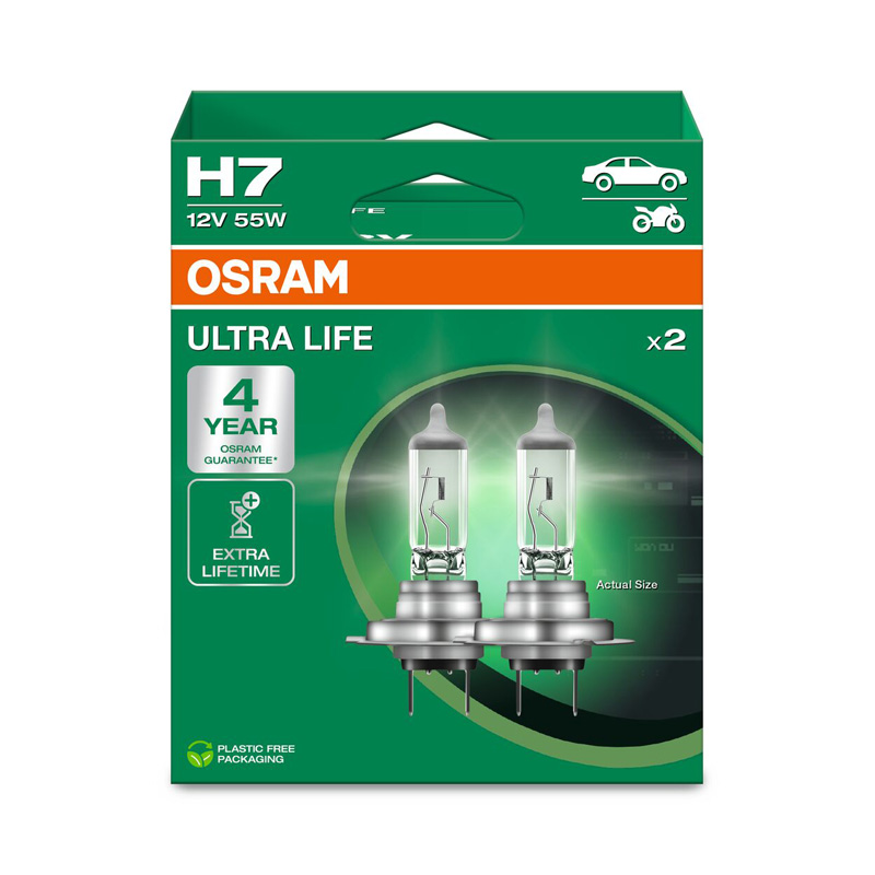 Osram Ultra Life Ampoules Halogène - H7 - 12V/55W - set de 2 pièces