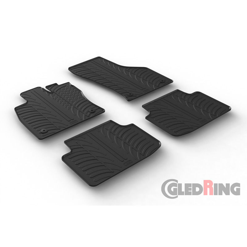 Set tapis de caoutchouc sur mesure pour Volkswagen Passat 3G Sedan/Variant 2014-2023 (T profil 4-pièces + clips de montage)