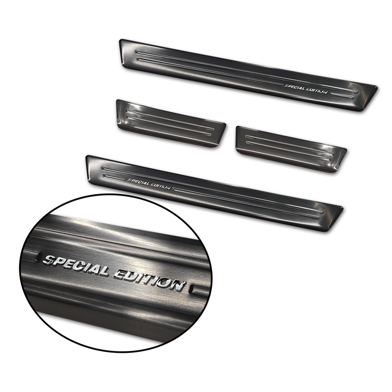 Seuils de portes inox noir sur mesure pour Peugeot 3008 2016- 'Special Edition' - 4-pièces
