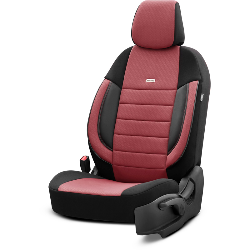 otoM Housse de sièges universel en textile 'SelectedFit Pro' Noir/Maroon - 11-pièces - adapté aux Side-Airbags