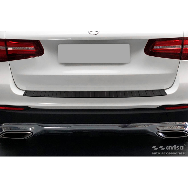 Protection de seuil arrière inox noir mat sur mesure pour Mercedes GLC 5-portes 2015-2019 & FL 2019- 'Ribs'