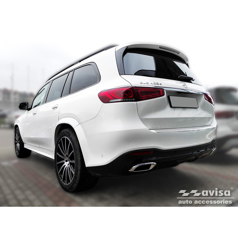 Protection de seuil arrière inox sur mesure pour Mercedes GLS II (X167) 2019-2023 & FL 2023- 'Ribs'