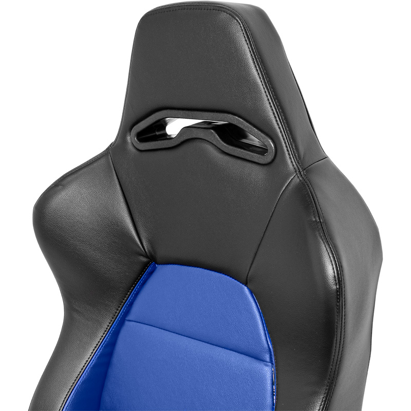 Siège baquet 'Eco' - Noir/Simili Cuir Bleu - Dossier réglable (à droite) - incl. glissières