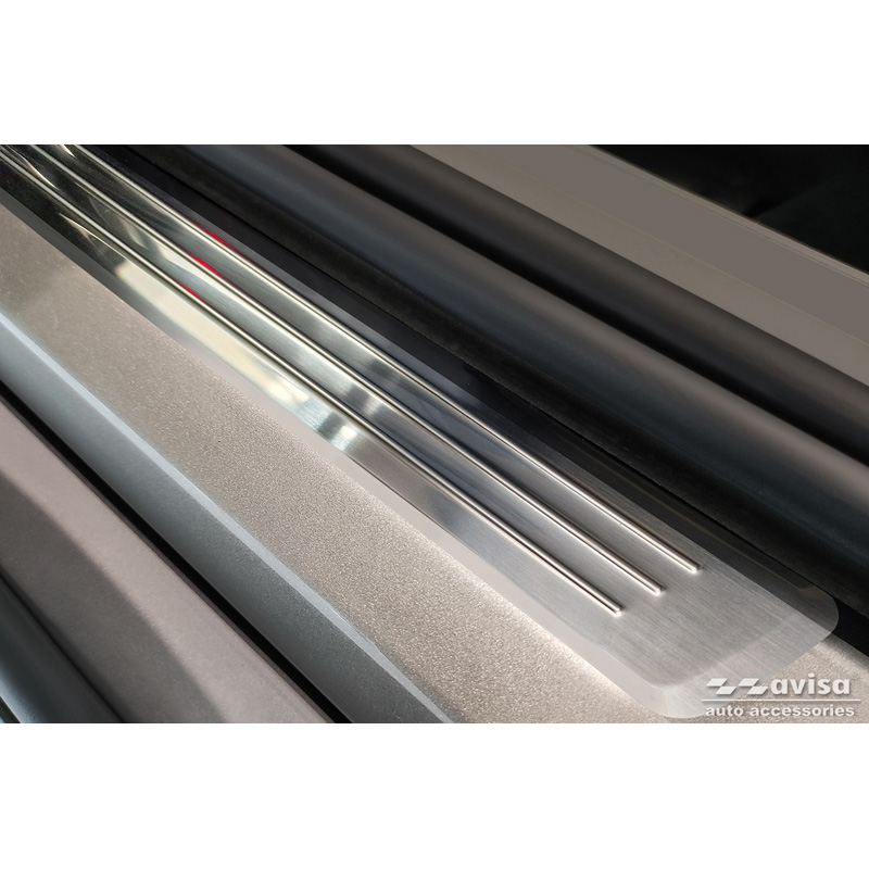 Seuils de portes inoxydable sur mesure pour Volvo V90 & V90 Cross Country 2016- - 'Lines' - 4-pièces