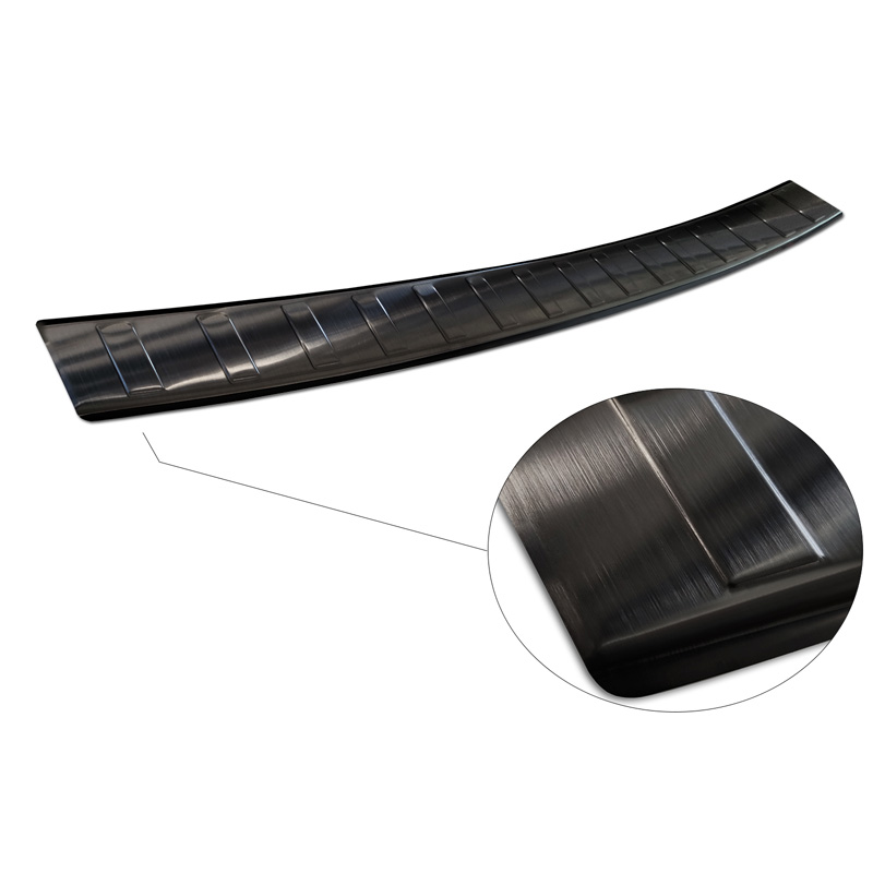 Protection de seuil arrière inox noir sur mesure pour BMW X6 F16 2014-2019 'Ribs'  excl. Paquet-M