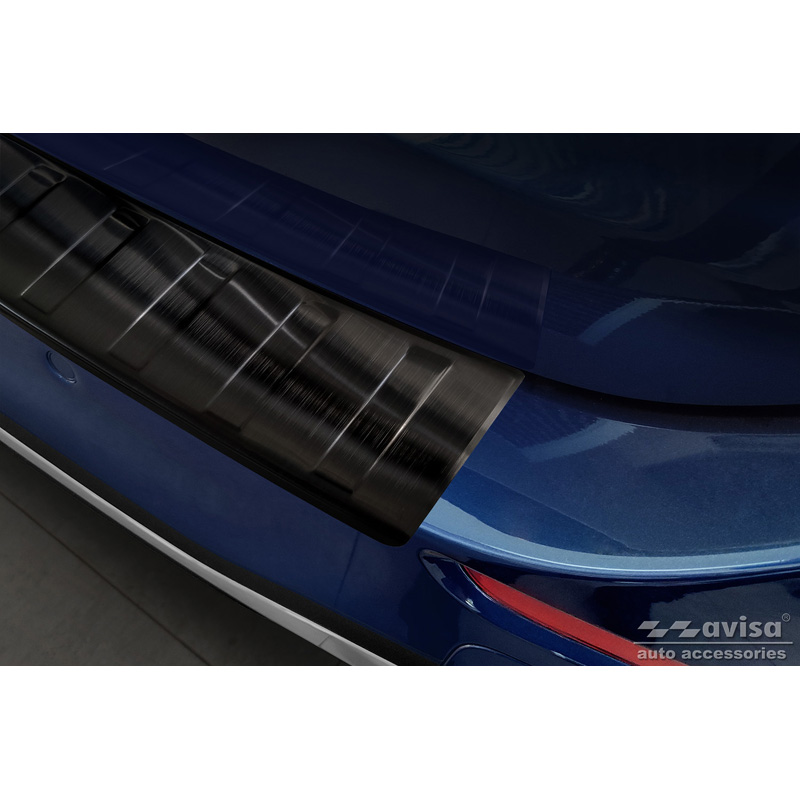 Protection de seuil arrière inox noir sur mesure pour Mercedes Classe-C AMG Estate S206 2021- 'Ribs'
