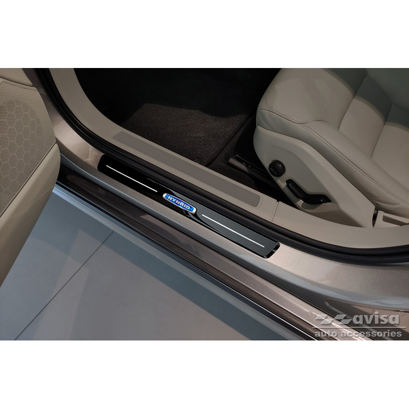 Seuils de portes inoxydable noir luisant sur mesure pour Volvo V90 2016- 'Hybrid' - 4-pièces