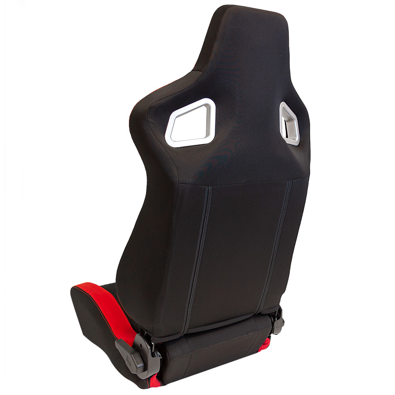 Siège baquet 'RS6-II' - Tissu Noir/Rouge - Dossier réglable - incl. glissières