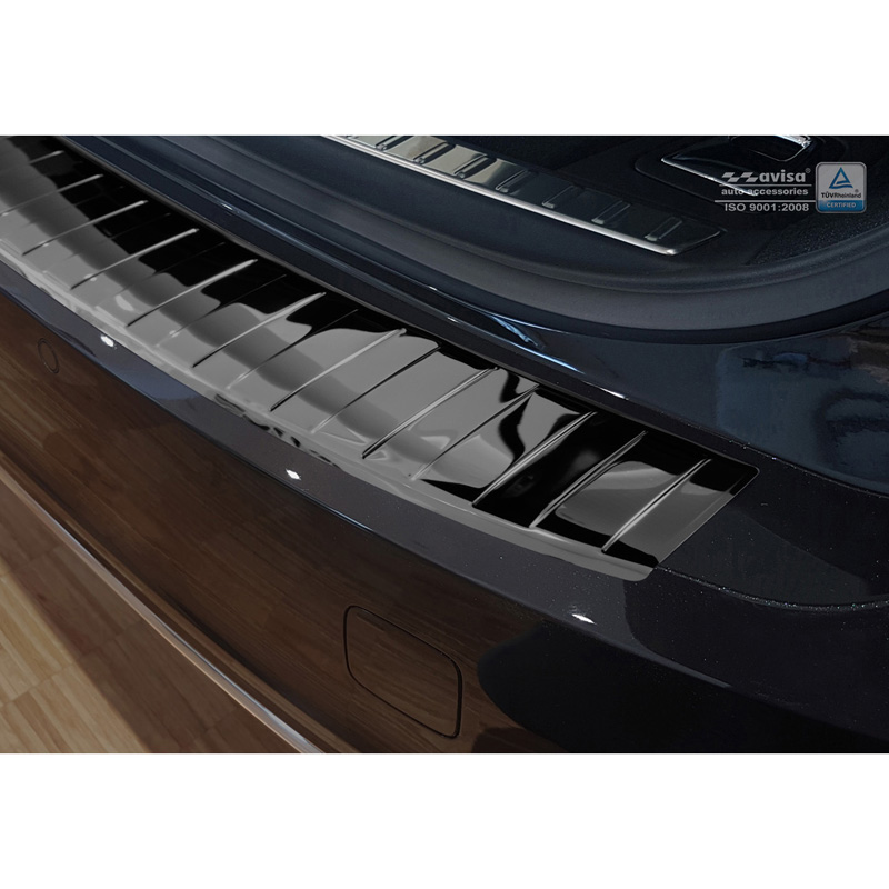 Protection de seuil arrière inox Noir-Chromé sur mesure pour Volvo V90 9/2016- 'Ribs'